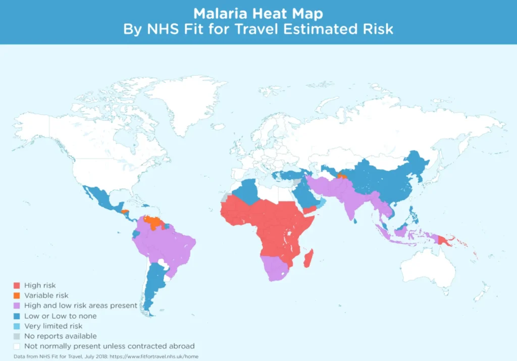 malaria risk map NHS